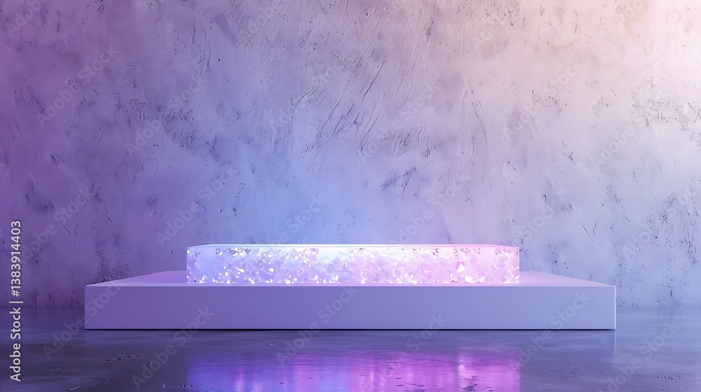 Poster a crystal mosaic podium with a subtle gradient design in shades of purple crystals, creating a calmi