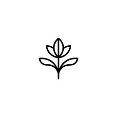 Minimalist Black Line Art Flower Icon on Cream Background