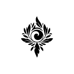 Elegant Floral Design in Black and White: Minimalist Ornament