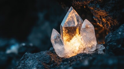 Crystal found near volcanic rock, glowing subtly under natural light.