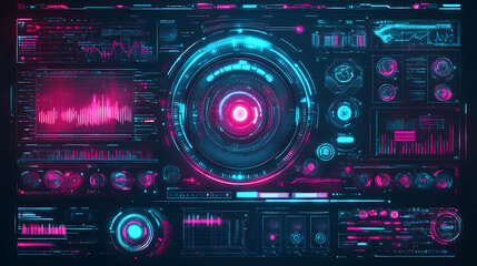 Hud futuristic circle elements, hud, gui for game background design, technology background, digital data