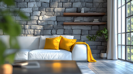 Loft interior design of modern living room, home