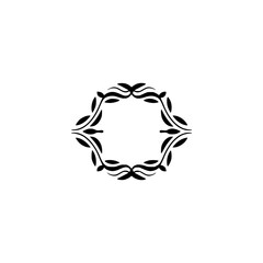 Floral Crest Frame: Minimalist Design Element on Neutral Background
