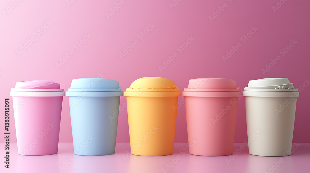 Aufkleber ice cream stands in various colored containers