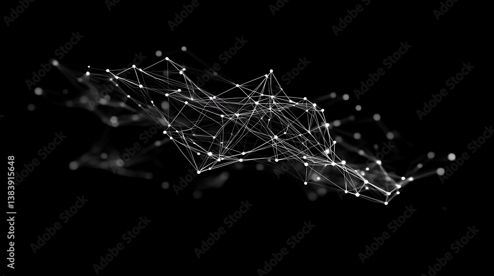 Poster Low poly abstract line structure, network connections concepts