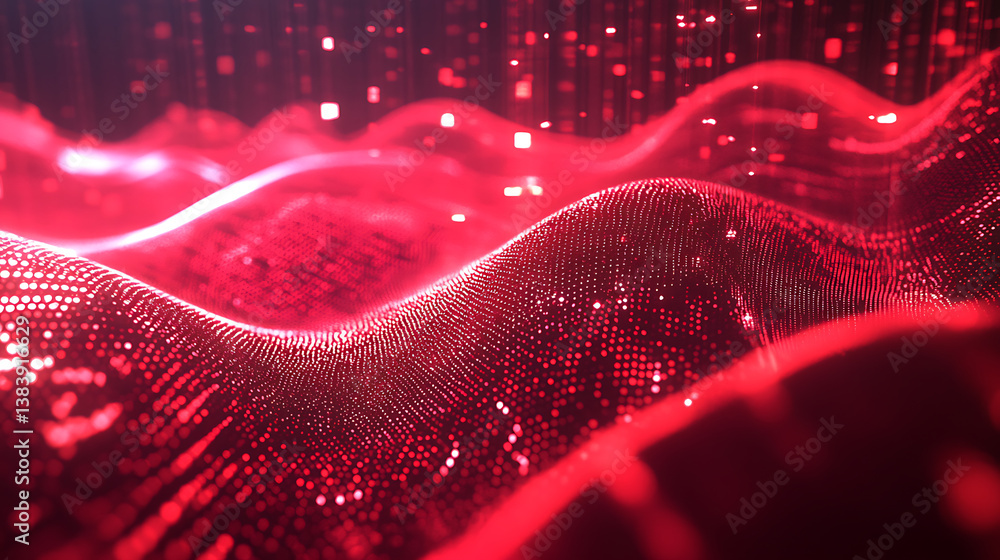 Poster image with red economic graph and market data
