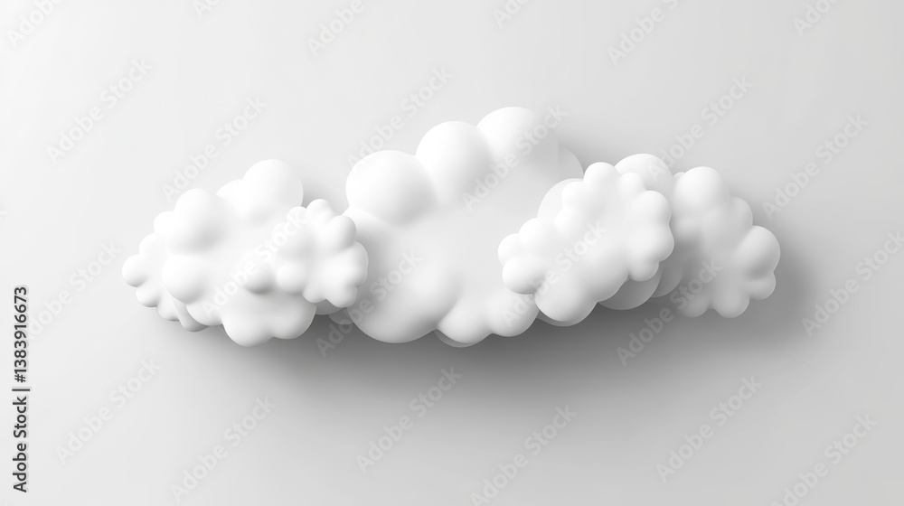 Aufkleber abstract 3d rendering of fluffy white clouds on a white background.