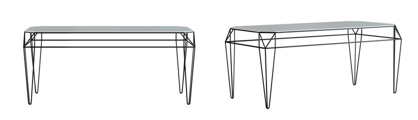 Stone table with metal legs isolated on transparent background. 3D render.