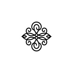 Elegant Black Swirl Flourish on Creamy Background, Decorative Vector Design