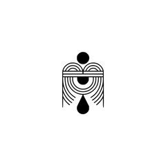 Abstract Geometric Emblem: Black Lines, Minimalist Design, Serene Style