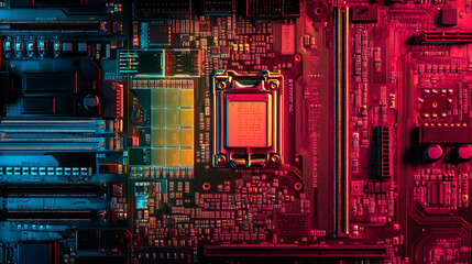 Microprocessor and cpu technology background, main microchip on the motherboard