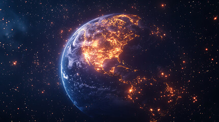 Fototapeta premium Internet satellite constellation passing through earth's orbit, satellite internet service