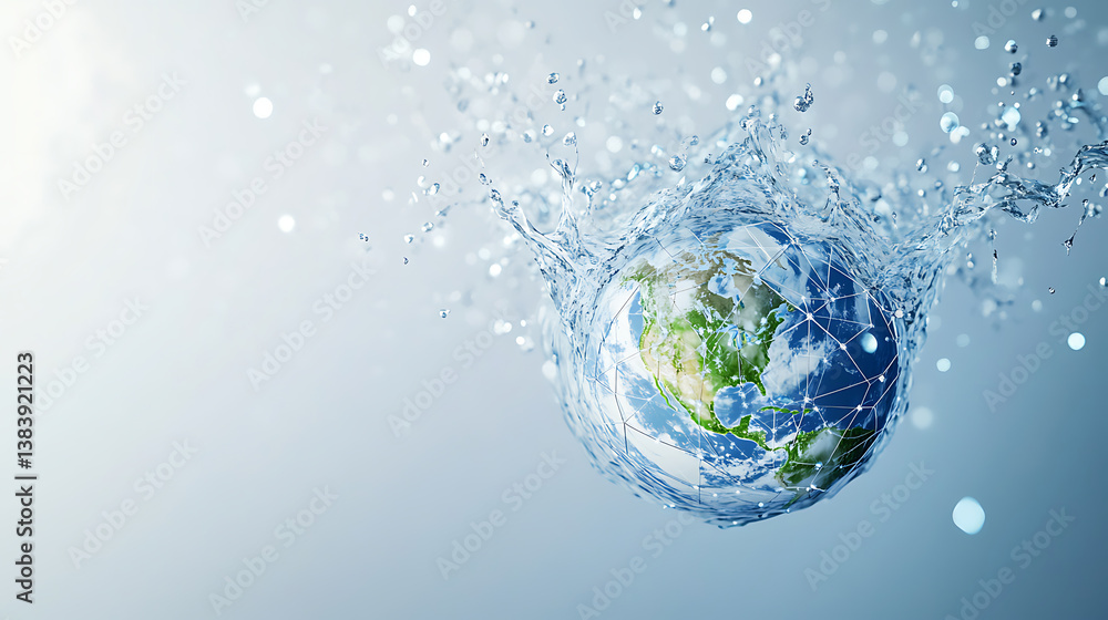 Aufkleber isolated illustration of an abstract earth globe in a drop of water, world water day, low poly style