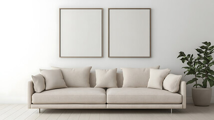 Japandi minimalist interior design of modern living room, home