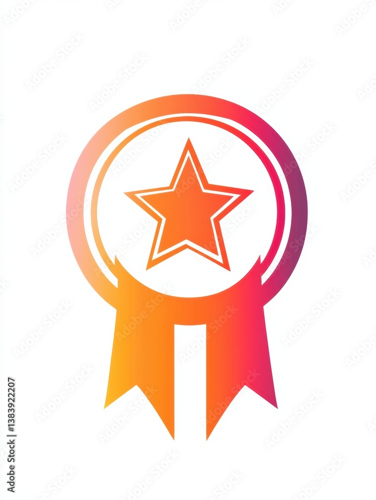Poster modern award ribbon logo featuring a star in the center designed with clean lines and a festive prof