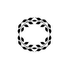Elegant Black Leaf Wreath on White Background