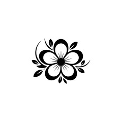 Elegant Black Floral Ornament on White Background