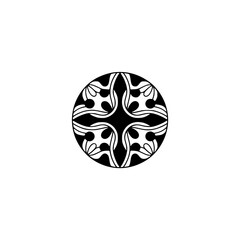 Geometric Floral Pattern in Black and White, Minimalist Design