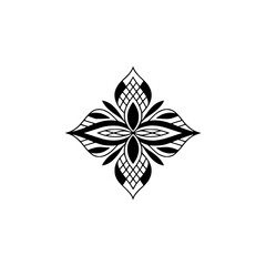 Obraz premium Ornate Black and White Floral Mandala Design