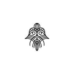 Abstract Art Deco Icon: Black Geometric Lines on Cream Background