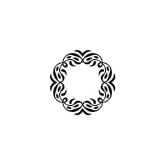 Elegant Floral Wreath Emblem on White Background