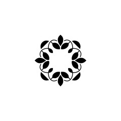 Minimalist Floral Wreath: Black Leaves on Light Background