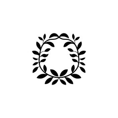 Minimalist Black Laurel Wreath, Floral Design on White