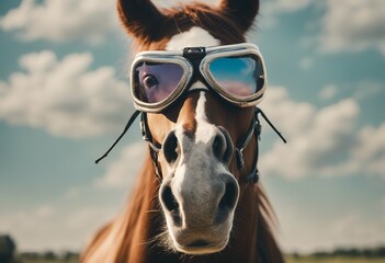sunglasses advert background goggles animal smile horse funny colourful portrait fun field cute beauty mane concept isolated looking yellow wild pet colours blue illustration pink mammal head eye