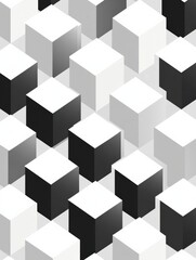 Modern isometric cube pattern showcasing structured spacing and minimalistic design with soft shadows in monochrome tones