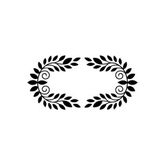 Elegant Black Floral Wreath Frame on White Background