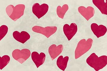 Whimsical Watercolor Heart Pattern in Pink and Red