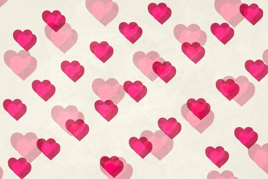 Repeating pink heart pattern on textured background