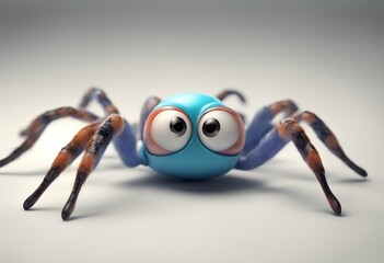 background colorful insect stuffed cartoon parody caricature cute character 3d white isolated friendly funny spider signs animal fun comic illustration vector business drawing icon symbol