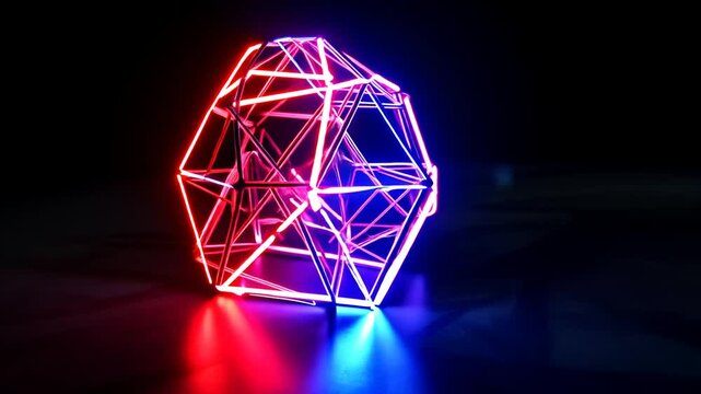 Leuchtende geometrische Form mit Neonlicht