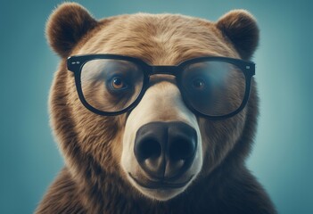 blue brown expression image bear glasses ai generated shocked wearing background funny shock closeup surprise wild wow giant emotional greeting animal unbelievable goggles cute large grizzly shocking