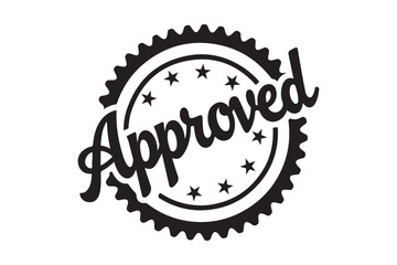 Approved Stamp Seal Black and White Vector Emblem for Certification and Validation