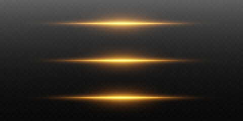 Set of glowing lines with light and flash effect.