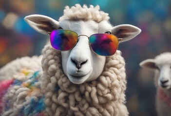 hairs portrait background colored abstract paint isolated skin style multi png clean fur body wearing sunglasses sheep colorful fashion futuristic game colours concept gradient green generative goat