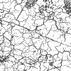Obraz premium Cracked grunge texture illustration with distressed abstract pattern, black and white cracked surface, rough vintage background, aged wall effect, high-contrast design