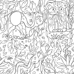 African wild animals seamless pattern