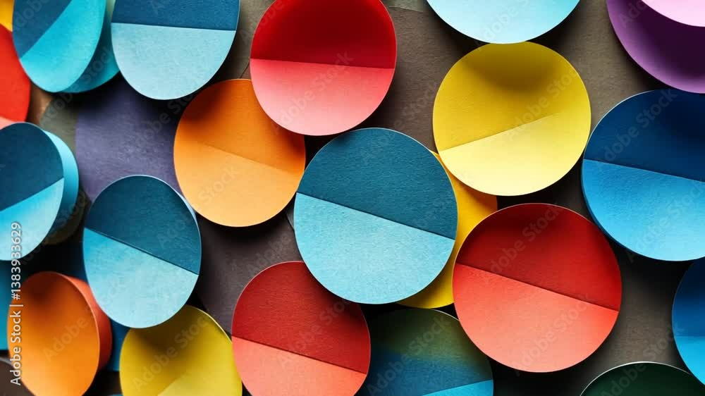 Poster colorful paper circles create a vibrant wall display with drop shadows generative ai