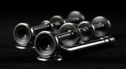 High-Quality Metal Mechanical Components on Black Background