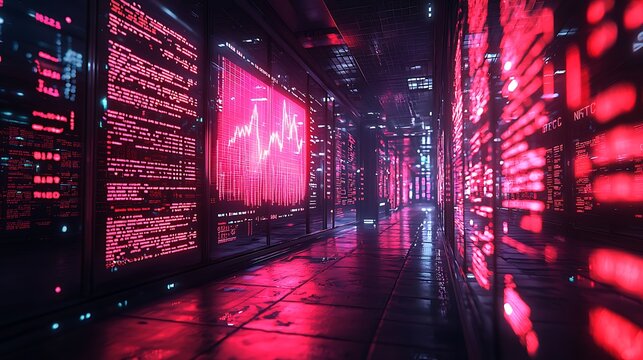 A stunning NFT trading dashboard in a futuristic skyscraper, large transparent screens displaying market trends, digital crypto assets floating in air, ambient lighting