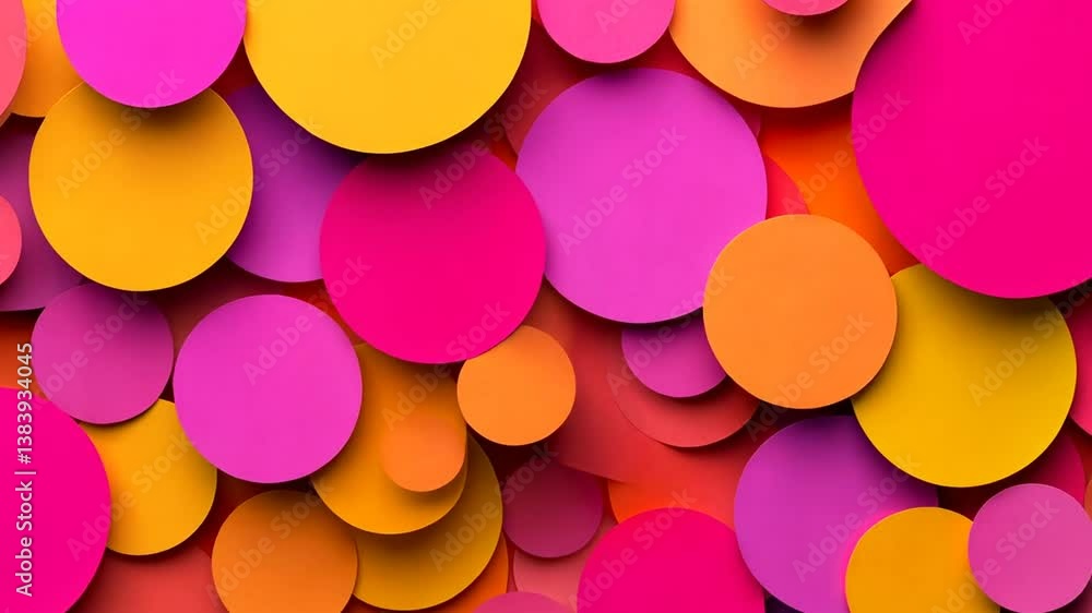 Poster colorful paper circles with drop shadows enhancing visual appeal generative ai