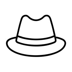Classic fedora hat outline vector illustration for fashion accessory and style design element icon use