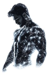 Fototapeta premium Muscular Man with Networked Body.
