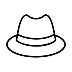Outline fedora hat vector illustration, vintage fashion headwear accessory icon and design element isolated style