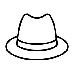 Outline fedora hat icon vector illustration, vintage fashion headwear accessory for men and women design