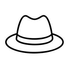 Outline fedora hat vector drawing fashion accessory headwear stylish icon design element for graphics and websites