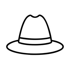 Outline fedora hat vector illustration for fashion accessory design and stylish headwear projects use case